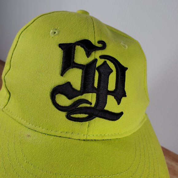 South Pole Flexfit Bright Yellow Baseball Hat Black Embroider Logo Youth 6.75 - Picture 5 of 8